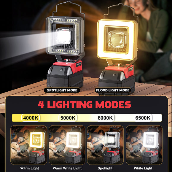 Cordless LED Work Light for Milwaukee M18 Battery, LIVOWALNY 60W 6000 Lumens LED Flood Light (No Battery)