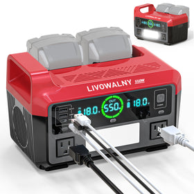LIVOWALNY Portable Generator DC 18V to AC 110V,550W Power Station Compatible with Milwaukee - 0