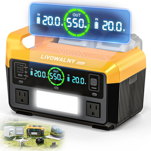 LIVOWALNY Portable Generator DC 20V to AC 110-120V,550W Power Station Compatible with Dewalt