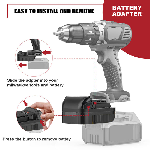 Battery Adapter Compatible with DeWalt to Milwaukee,18 20V Lithium Battery Converter for M18 Cordless Power Tool (Adapter only)