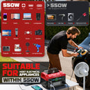 LIVOWALNY Portable Generator DC 18V to AC 110V,550W Power Station Compatible with Milwaukee-6