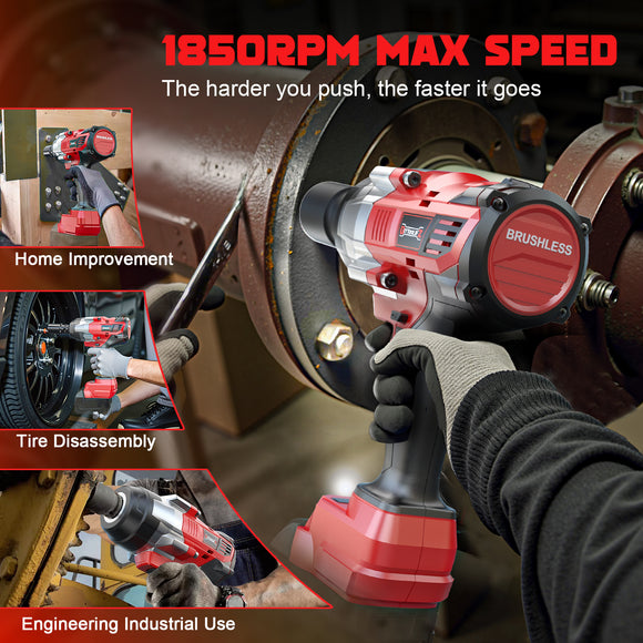 DIYTOOLIFZ Cordless Impact Wrench 1/2 inch for Milwaukee 18v Battery, 1400Ft-lbs (2000N.m) Brushless Electric Impact Gun