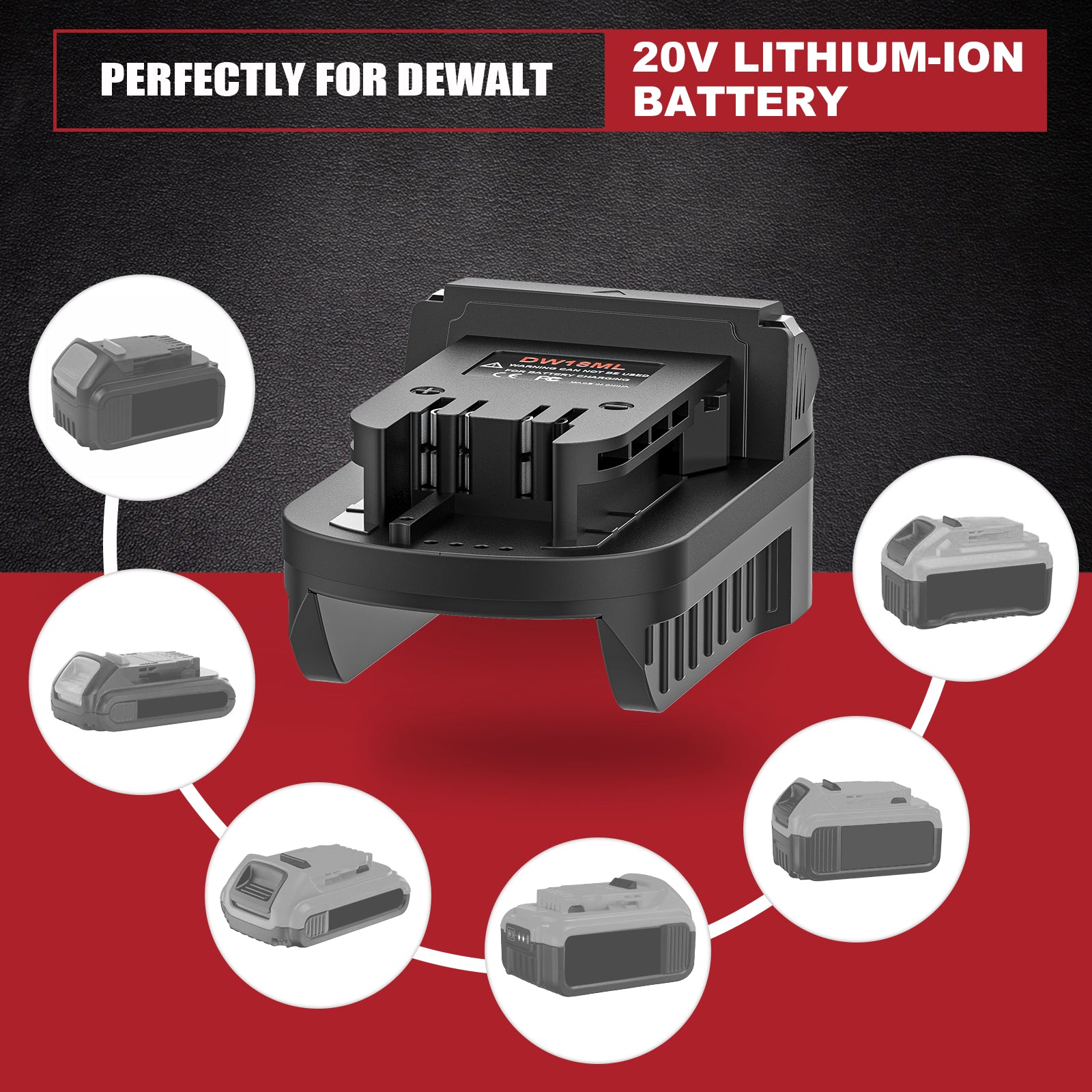 Battery Adapter Compatible with DeWalt to Milwaukee,18 20V Lithium Battery Converter for M18 Cordless Power Tool (Adapter only)