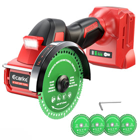 Ecarke Cordless Cut Off Tool Compatible with Milwaukee 18V Battery, 4" Circular Saw Brushless Motor with Blades, 18000 RPM Mini Cut Off Tool Kit for Wood/Metal/Plastic/Tile/Stone Cutting, NO BATTERY