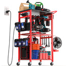 Workbench with Pegboard for Milwaukee Tools，Livowalny Work Bench Power Tools Organizer Cart Garage Storage with Wheels & Power Outlets-1