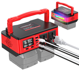LIVOWALNY 350W Portable Generator DC 18V to AC 110-120V Power Inverter Battery,350W Power Station Compatible with Milwaukee - 0