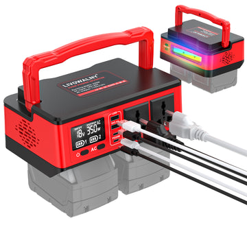LIVOWALNY 350W Portable Generator DC 18V to AC 110-120V Power Inverter Battery,350W Power Station Compatible with Milwaukee - 0
