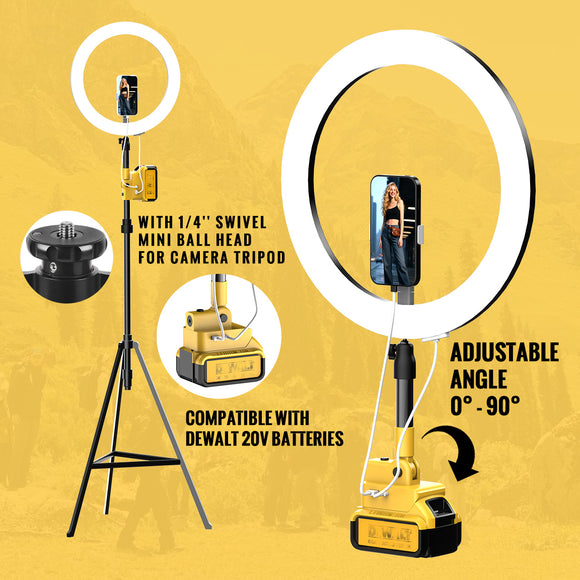 Livowalny Photography Fill Light Outdoor Photography,Wireless Lighting Design, Compatible with Dewalt Batteries, Wireless and Convenient