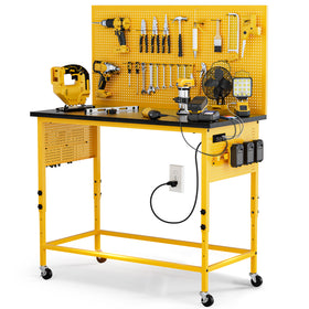 Ferreteriai 47" Heavy Duty Workbench with Power Outlet & USB-C, Exclusive Yellow Side Battery Holder