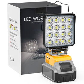 LIVOWALNY Cordless LED Work Light Compatible with Dewalt 20v Battery, 70W 7000LM Flashlight Portable LED Flood Battery Light with USB A & USB C Charging Output Port for Emergency Outdoors and Job Site