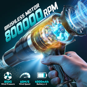 Leaf Blower Cordless Ecarke Portable Dust Cleaner with 2X 4.0Ah Battery, Charger, Storage Case Included - 0