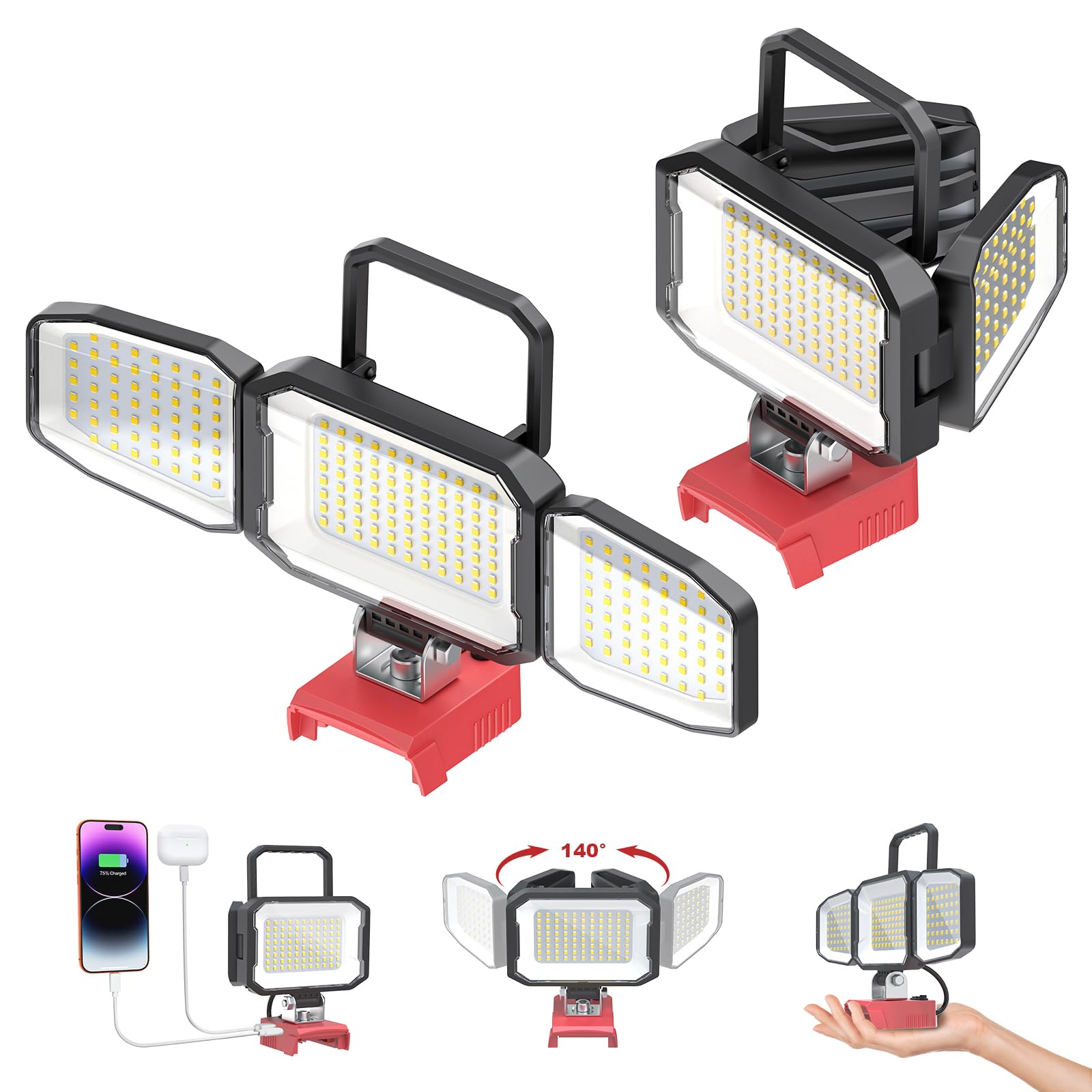 milwaukee flashlight 18v 2 Packs LED Work Light Compatible with Battery, 40W 6000LM Flashlight,18V Battery Cordless Work Light 120Adjustabl Lightsdaddy highefficiency jobsite light designed to give you clear visibility wherever youre working Milwaukee M18TLED-0 M1818V LED Torch