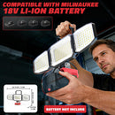 2PCS LED Work Light Compatible with Milwaukee 18V Battery, 150W 15000LM Flood Light, 6500K Daylight 3-Head Adjustable, USB Type-C&2 Brightness Modes Portable Flashlight Job Site Light (No Battery)-2
