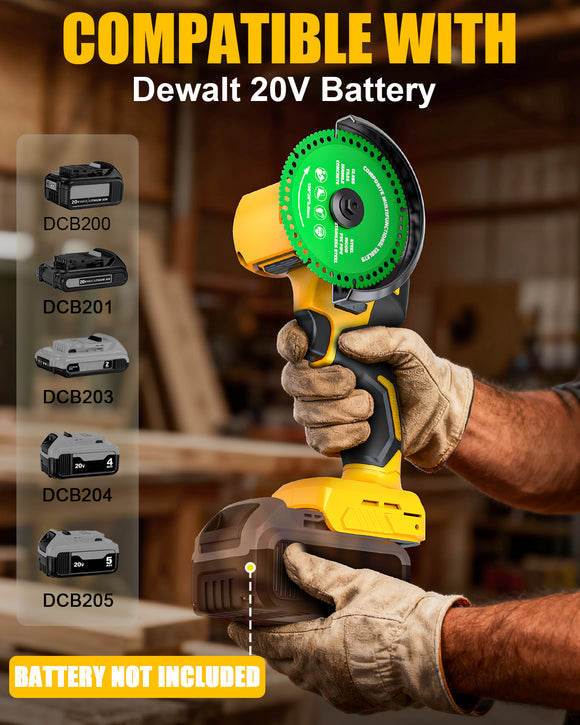 Ecarke Cordless Cut Off Tool Compatible with DeWalt 20V Battery, 4" Circular Saw Brushless Motor with Blades, 18,000 RPM Mini Cut Off Tool Kit for Wood/Metal/Plastic/Tile/Stone Cutting, NO BATTERY