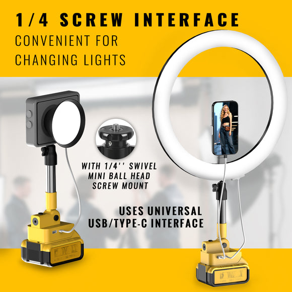 Livowalny Photography Fill Light Outdoor Photography,Wireless Lighting Design, Compatible with Dewalt Batteries, Wireless and Convenient