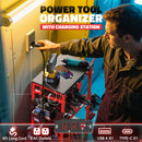 Workbench with Pegboard for Milwaukee Tools，Livowalny Work Bench Power Tools Organizer Cart Garage Storage with Wheels & Power Outlets-3