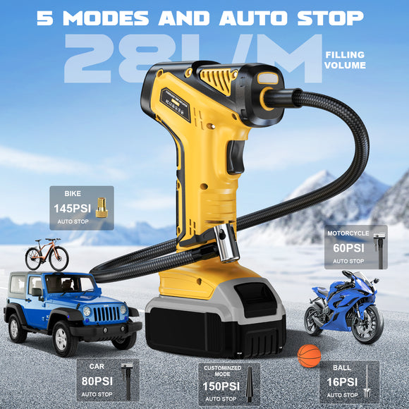 LIVOWALNY 150PSI Cordless Air Pump Compatible With Dewalt 20V Battery (No Battery)