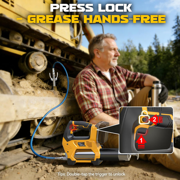 Cordless Grease Gun Compatible with DeWalt 20V Battery, 3‑Speed Adjustable Flow, 12,000 PSI Max, 39” Hose (No Battery)