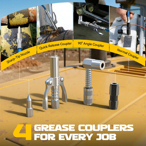 Cordless Grease Gun Compatible with DeWalt 20V Battery, 3‑Speed Adjustable Flow, 12,000 PSI Max, 39” Hose (No Battery)