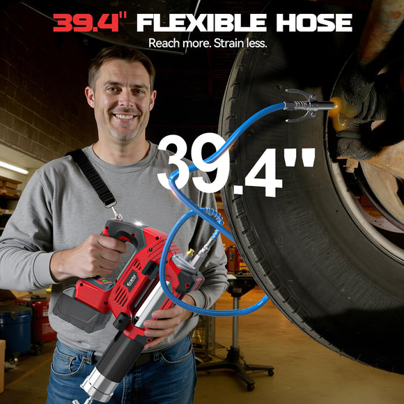 Cordless Grease Gun Compatible with Milwaukee 18V Battery, 3‑Speed Adjustable Flow, 12,000 PSI Max, 39” Hose (No Battery)