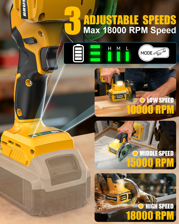 Ecarke Cordless Cut Off Tool Compatible with DeWalt 20V Battery, 4" Circular Saw Brushless Motor with Blades, 18,000 RPM Mini Cut Off Tool Kit for Wood/Metal/Plastic/Tile/Stone Cutting, NO BATTERY