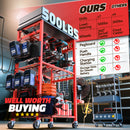 Workbench with Pegboard for Milwaukee Tools，Livowalny Work Bench Power Tools Organizer Cart Garage Storage with Wheels & Power Outlets-4