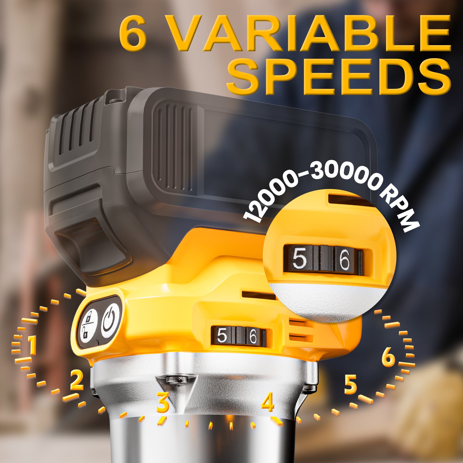 Cordless Compact Router Compatible with DeWalt 20V Battery (Bare Tool)