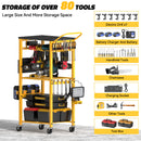 Workbench with Pegboard for DeWalt Tools, Livowalny Work Bench Power Tools Organizer Cart Garage Storage with Wheels & Power Outlets-3