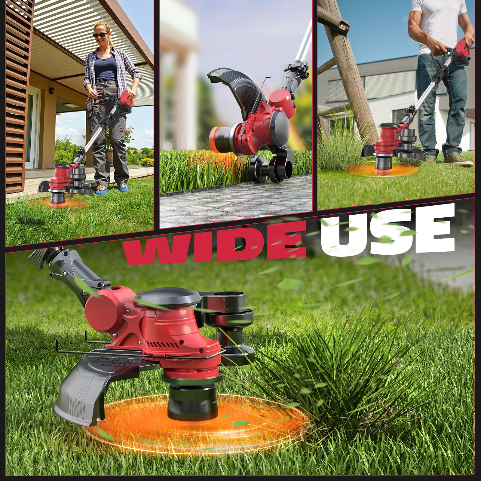 Cordless String Trimmer for Milwaukee 18V Battery, Folding 3 in1 Weed Eater