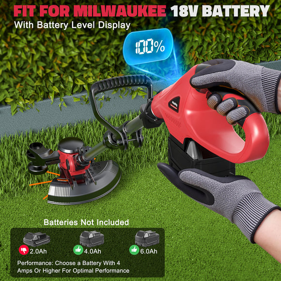 Cordless String Trimmer for Milwaukee 18V Battery, Folding 3 in1 Weed Eater