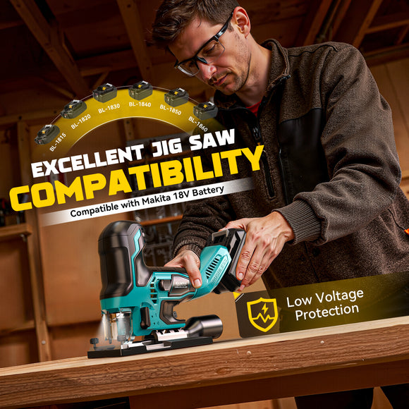 Ecarke Cordless&Brushless Jig Saw Compatible With Makita 18V Battery (Exclude Battery)