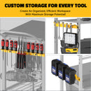 Workbench with Pegboard for DeWalt Tools, Livowalny Work Bench Power Tools Organizer Cart Garage Storage with Wheels & Power Outlets-6