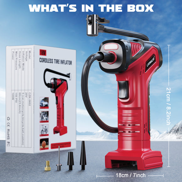 LIVOWALNY 150PSI Cordless Air Pump Compatible With Milwaukee 18V Battery (No Battery)