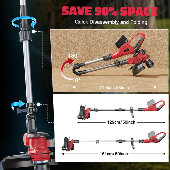 Cordless String Trimmer for Milwaukee 18V Battery, Folding 3 in1 Weed Eater