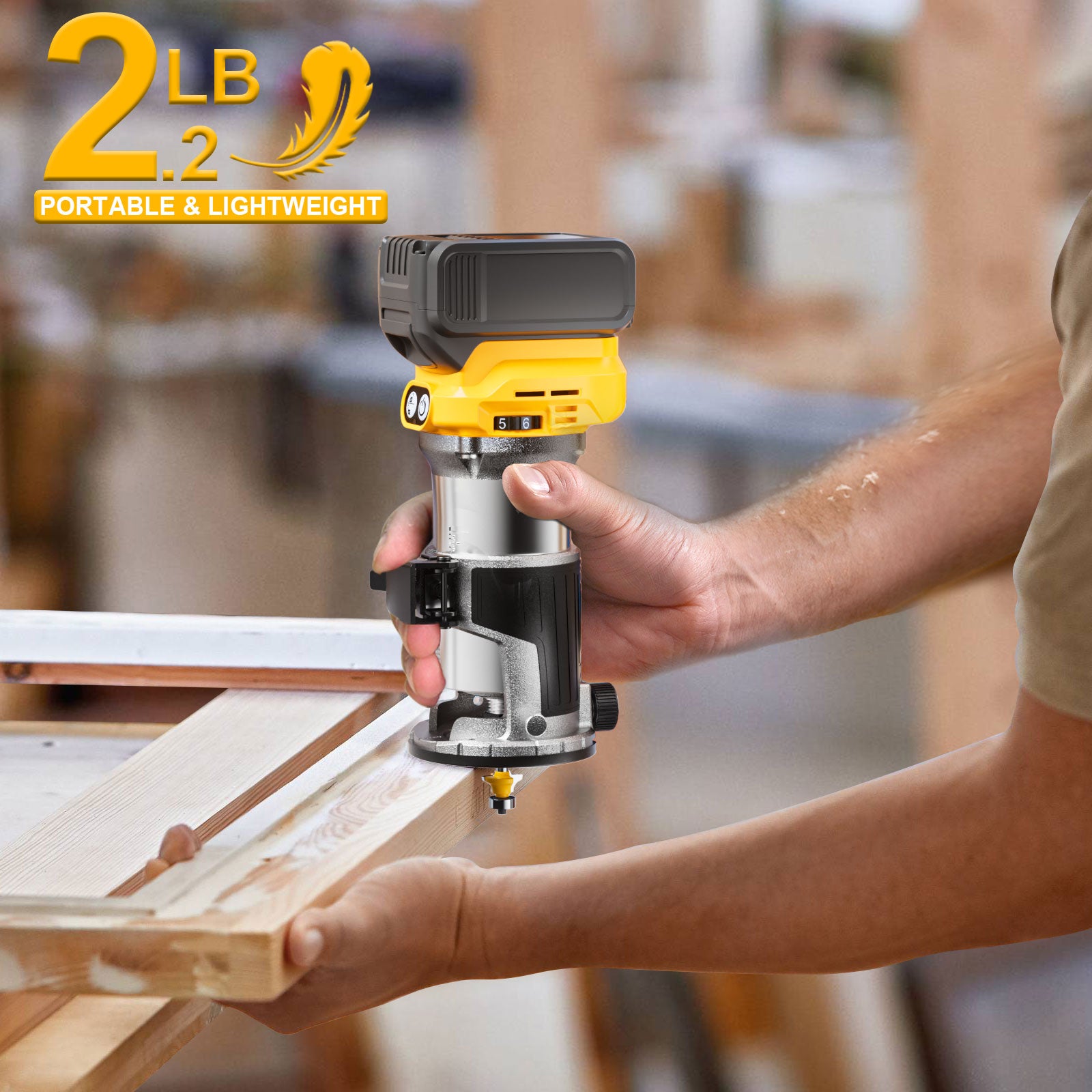 Cordless Compact Router Compatible with DeWalt 20V Battery (Bare Tool)