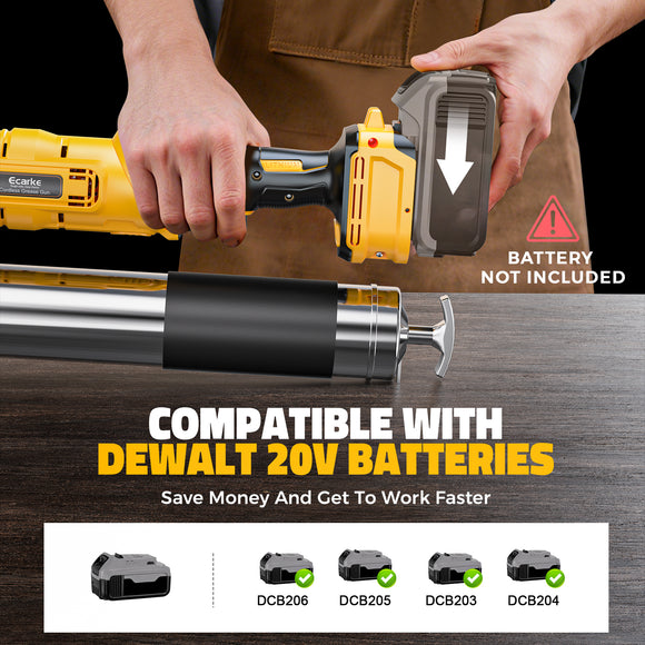 Ecarke Cordless Grease Gun Compatible with DeWalt 20V Battery (Tool Only)