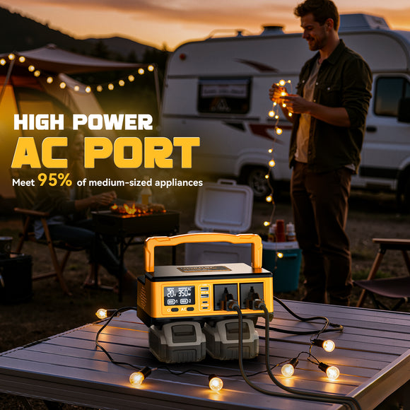 LIVOWALNY 350W Portable Generator DC 20V to AC 110-120V Power Inverter,350W Power Station Compatible with Dewalt