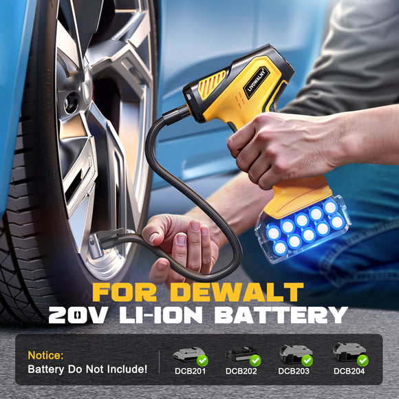 LIVOWALNY 150PSI Cordless Air Pump Compatible With Dewalt 20V Battery (No Battery)