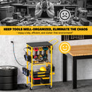 Workbench with Pegboard for DeWalt Tools, Livowalny Work Bench Power Tools Organizer Cart Garage Storage with Wheels & Power Outlets-8
