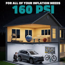 160PSI Cordless Tire Inflator Portable Air Compressor Compatible with Ma-kita 18V Battery, LIVOWALNY 12Ft Cord-12V DC-Powered Air Pump with Digital Pressure Gauge, Auto Shut-Off for Car (Tool Only)-2