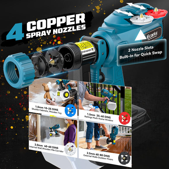 Ecarke Cordless Paint Sprayer Compatible with Makita 18V Battery (Tool Only)