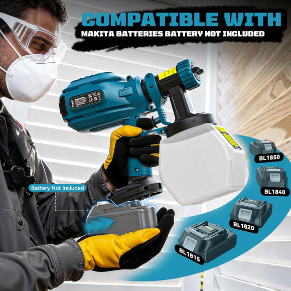 Ecarke Cordless Paint Sprayer Compatible with Makita 18V Battery (Tool Only)