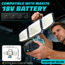 LED Work Light Compatible with MaKita 18V Battery, 150W 15000LM Flood Light, 6500K Daylight 3-Head Adjustable, USB Type-C&2 Brightness Modes Portable Flashlight Job Site Light (Tool Only)-2