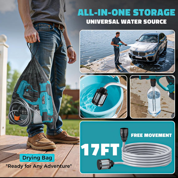 Ecarke Cordless Pressure Washer Compatible with Makita Battery(2 Battery&Charger Included)