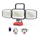 LED Work Light Compatible with Milwaukee 18V Battery, 150W 15000LM Flood Light, 6500K Daylight 3-Head Adjustable, USB Type-C&2 Brightness Modes Portable Flashlight Job Site Light (No Battery)-1