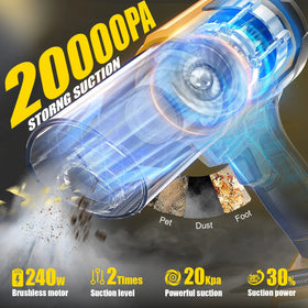 Cordless Car Vacuum Compatible with DeWalt 20V Battery, 20000Pa High-Power 5-in-1 Handheld Vacuum & Air Blower, Air Duster and Pump for Car, Home, Office & Pet Cleanin father’s day gift (Battery NOT Included) - 0
