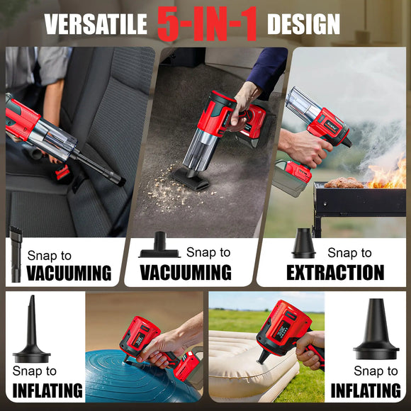 Cordless Car Vacuum Compatible with Milwaukee 18V Battery, 20000Pa High-Power 5-in-1 Handheld Vacuum & Air Blower, Air Duster and Pump for Car, Home, Office & Pet Cleanin father’s day gift (Battery NOT Included)