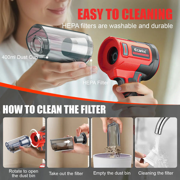 Cordless Car Vacuum Compatible with Milwaukee 18V Battery, 20000Pa High-Power 5-in-1 Handheld Vacuum & Air Blower, Air Duster and Pump for Car, Home, Office & Pet Cleanin father’s day gift (Battery NOT Included)