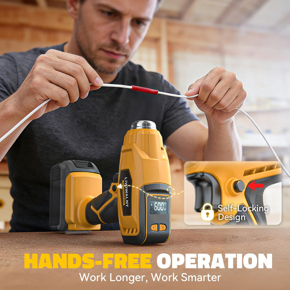 Cordless Heat Gun Compatible with Dewalt 20V Battery 260W High Power Hot Air Gun (68°F-1112°F) & Airflow Control Digital Display for Shrink Wrapping Crafting (Tool Only)