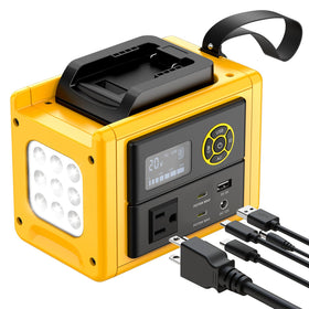 LIVOWALNY 350W Portable Power Inverter Compatible with DeWALT 20V Battery, Compact Station: 2x70W USB-C PD, AC, USB-A, 12V DC, 800lm LED & Display – Camping, Jobsite, Road Trip, Emergency (Tool Only)